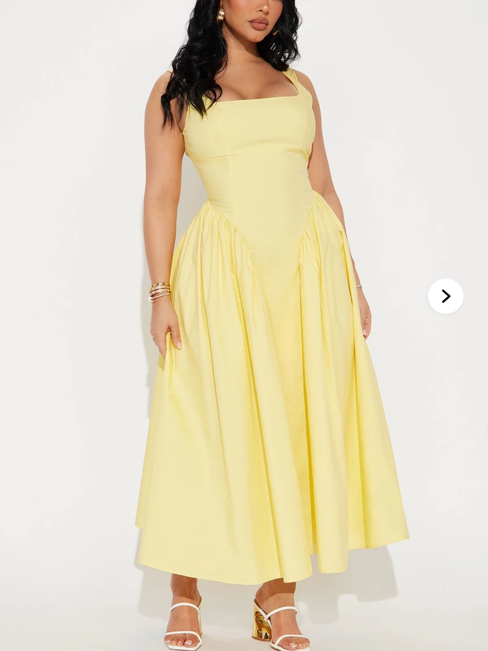 Fashion Nova Lemon Square-Neck Midi Dress